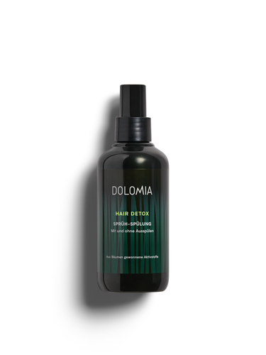 Dolomia Hair Detox Strühspühlung – spendet Feuchtigkeit, schützt, entwirrt das Haar und erleichtert das Styling, mit und ohne Ausspülen, für schwungvolles, weiches und glänzendes Haar. Erhältlich im Shop der Helios Apotheke Klosters.