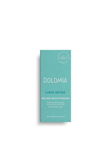 Dolomia Linfa Detox Peelinggesichtsmaske – Reset-Pflege für fahle, müde und unebene Haut. Verfeinert das Hautbild und schenkt Leuchtkraft. Erältlich im Shop der Helios Apotheke Klosters.
