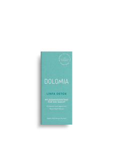 Dolomia Linfa Detox Pfelgekonzentrat für die Nacht – Entgiftende Nachtpflege. Unterstützt die essenziellen Zyklen der Sauerstoff- und Feuchtigkeitsversorgung der Haut.