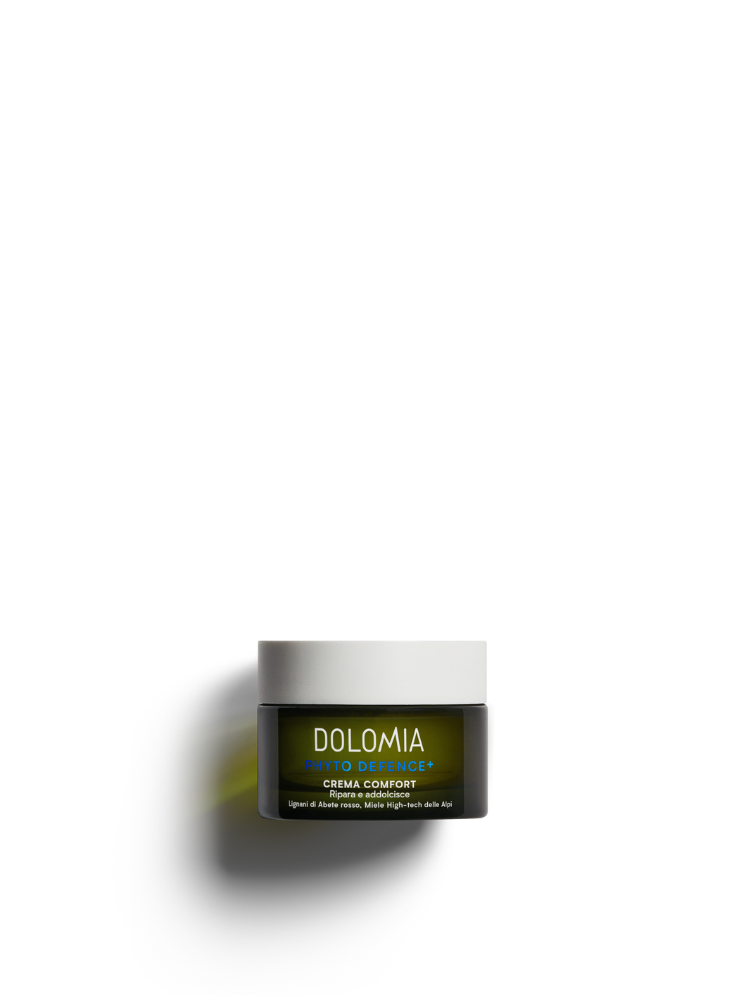 Dolomia Phyto Defence+ Beruhigende Pflegecreme – regeneriert und beruhigt empfindliche Haut und bringt sie ins Gleichgewicht. Erhältlich im Shop der Helios Apotheke Klosters.