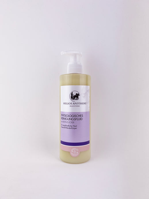 Physiologisches Reinigungsfluid mit Aktivzuckern – Mildes Reinigungsfluid ohne Seife für die tägliche Reinigung von Gesicht, Händen und Körper. Ideal für die ganze Familie. Erhältlich im Shop der Helios Apotheke Klosters.
